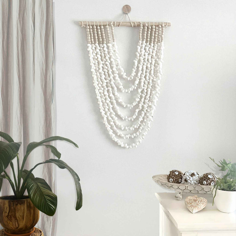 RUBY ROSE : Coastal Shell and Wood Bead Wall Hanging | Homewares