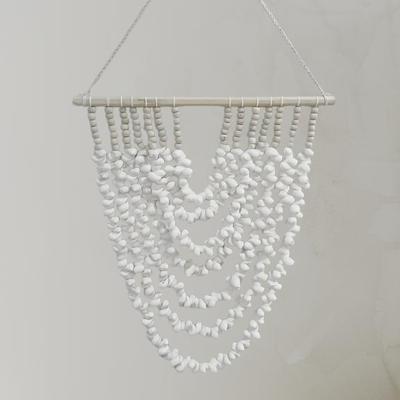 Ruby Rose Wall Art, Coastal homewares using Shells and beads.  Also works with boho home decor.