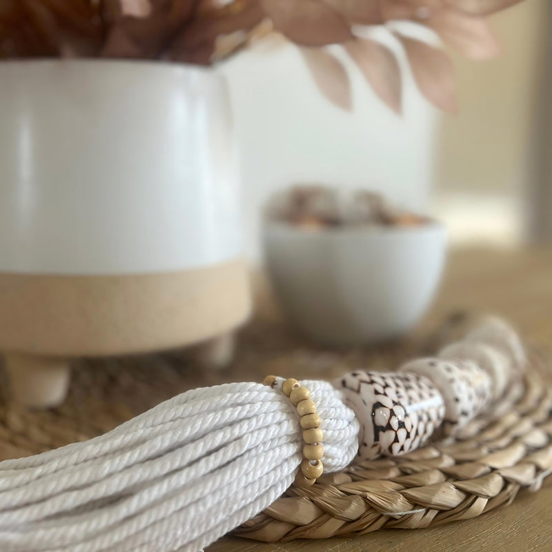 Tiger Cone Shell Tassel, Home Decor, Coastal Boho homewares, Insitu Detail