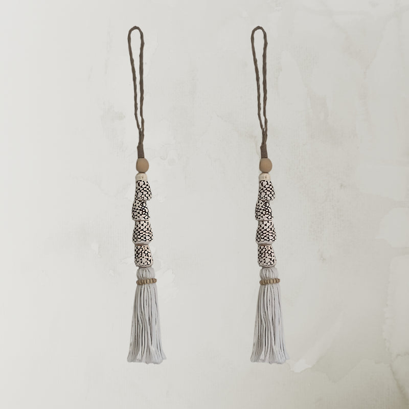 Tiger Cone Shell Tassel, Home Decor, Coastal Boho homewares, Double Tassel Hanging