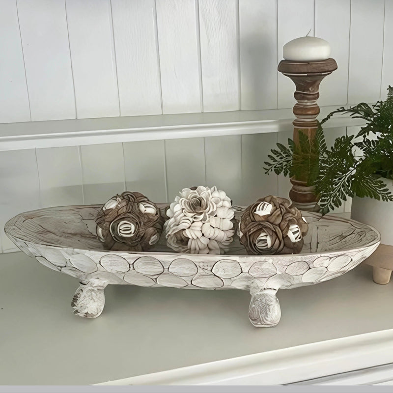 LULU BUNDLE : Wood Tray with Coastal Shell Balls