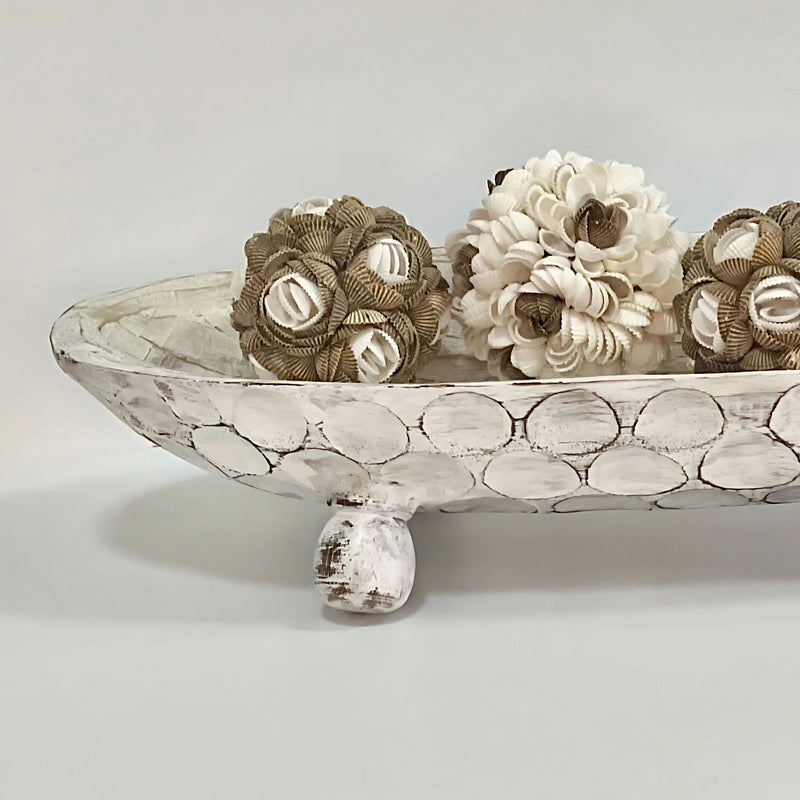 LULU BUNDLE : Wood Tray with Coastal Shell Balls