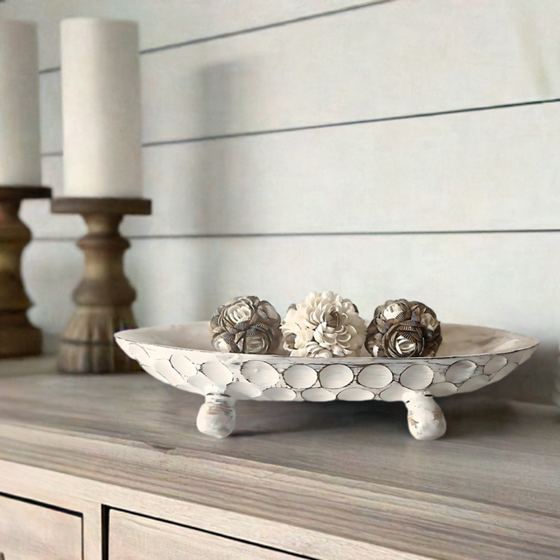 LULU BUNDLE : Wood Tray with Coastal Shell Balls