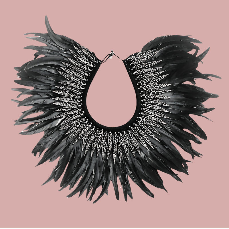 LUNA MOON : Handcrafted Feather and Shell Wall Decor