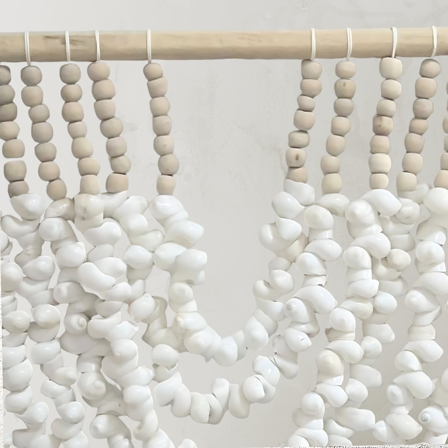 Ruby Rose Wall Art, Coastal homewares using Shells and beads.  Also works with boho home decor. Detail middle front