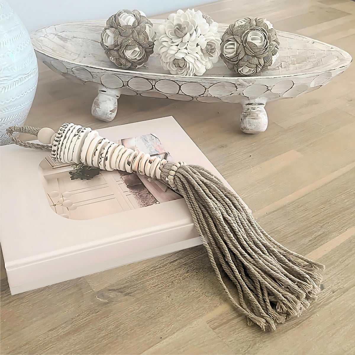 Seascape Tassel, home decor, shell accent homewares piece, insitu