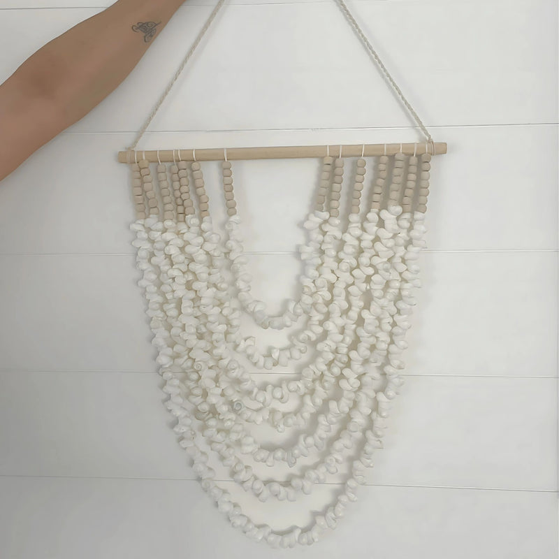 RUBY ROSE : Coastal Shell and Wood Bead Wall Hanging | Homewares